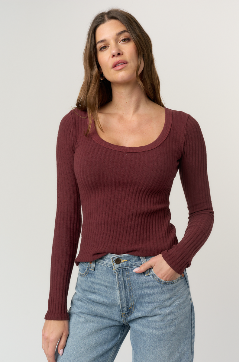 What's The Scoop Washed Rib Long Sleeve Top – therapy boutiques