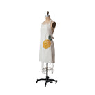 Cotton & Linen Apron w/ Embroidery & Crochet Lemon Shaped Pocket