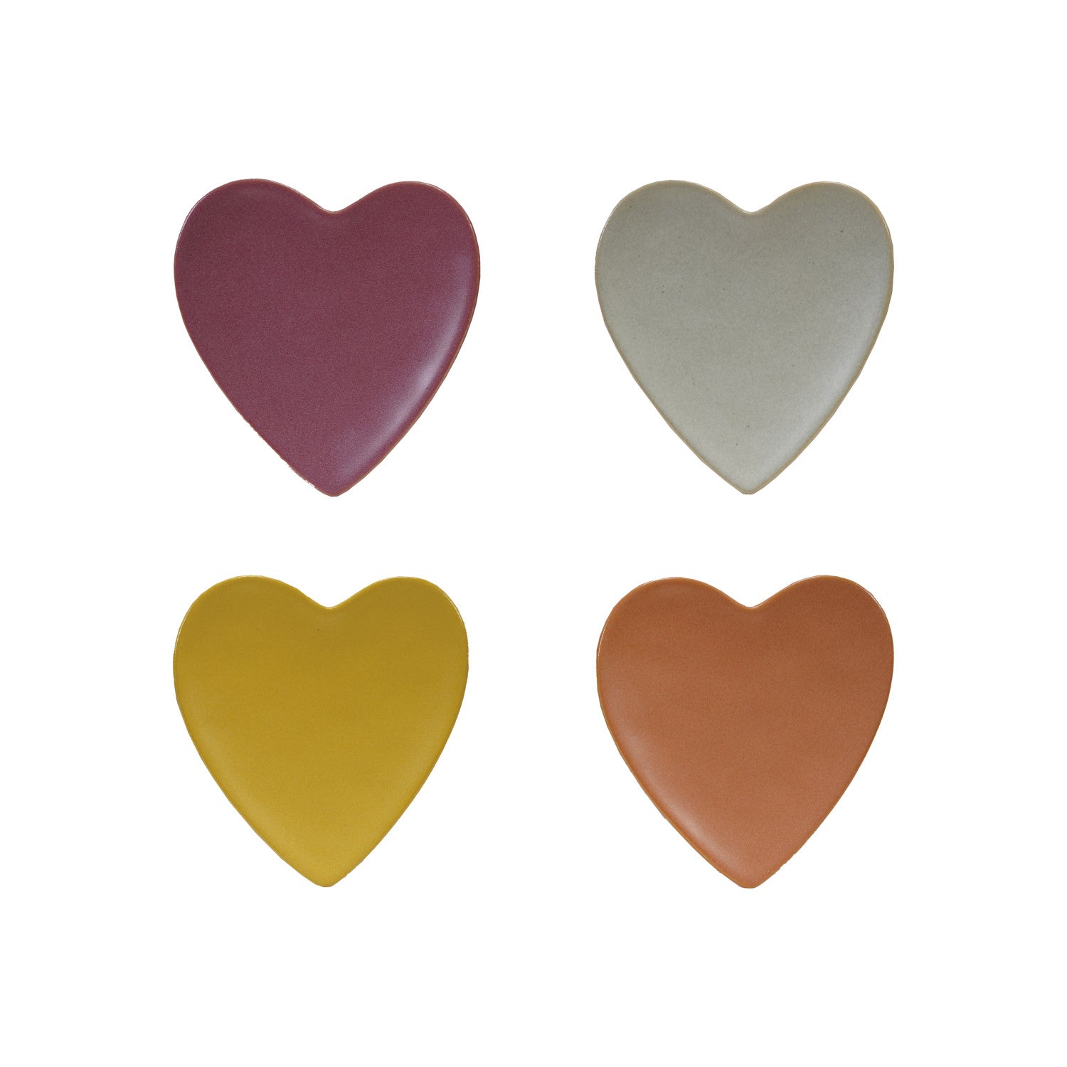 Stoneware Heart Shaped Dish, Matte Finish, 4 Colors