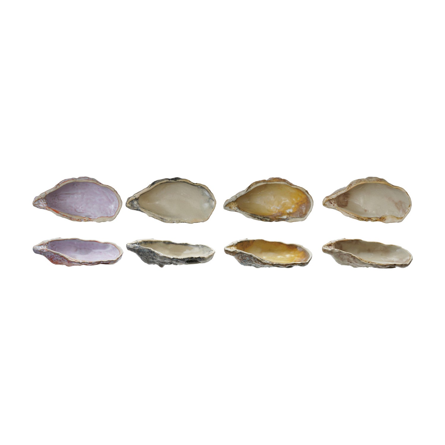 Stoneware Oyster Shell Shaped Dish, 4 Colors (Each One Will Vary)