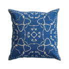 16" Square Cotton Pillow with Embroidered Design & Chambray Back