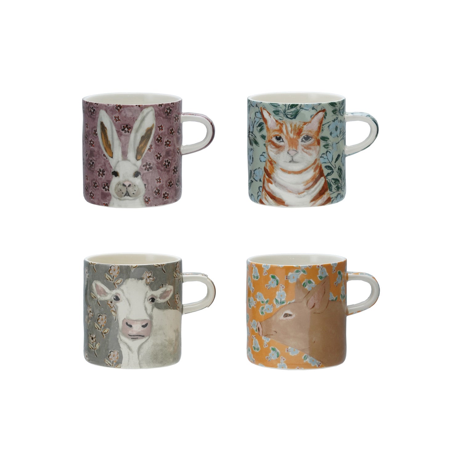 16 oz. Stoneware Mug with Pattern & Animal Image, 4 Styles ©