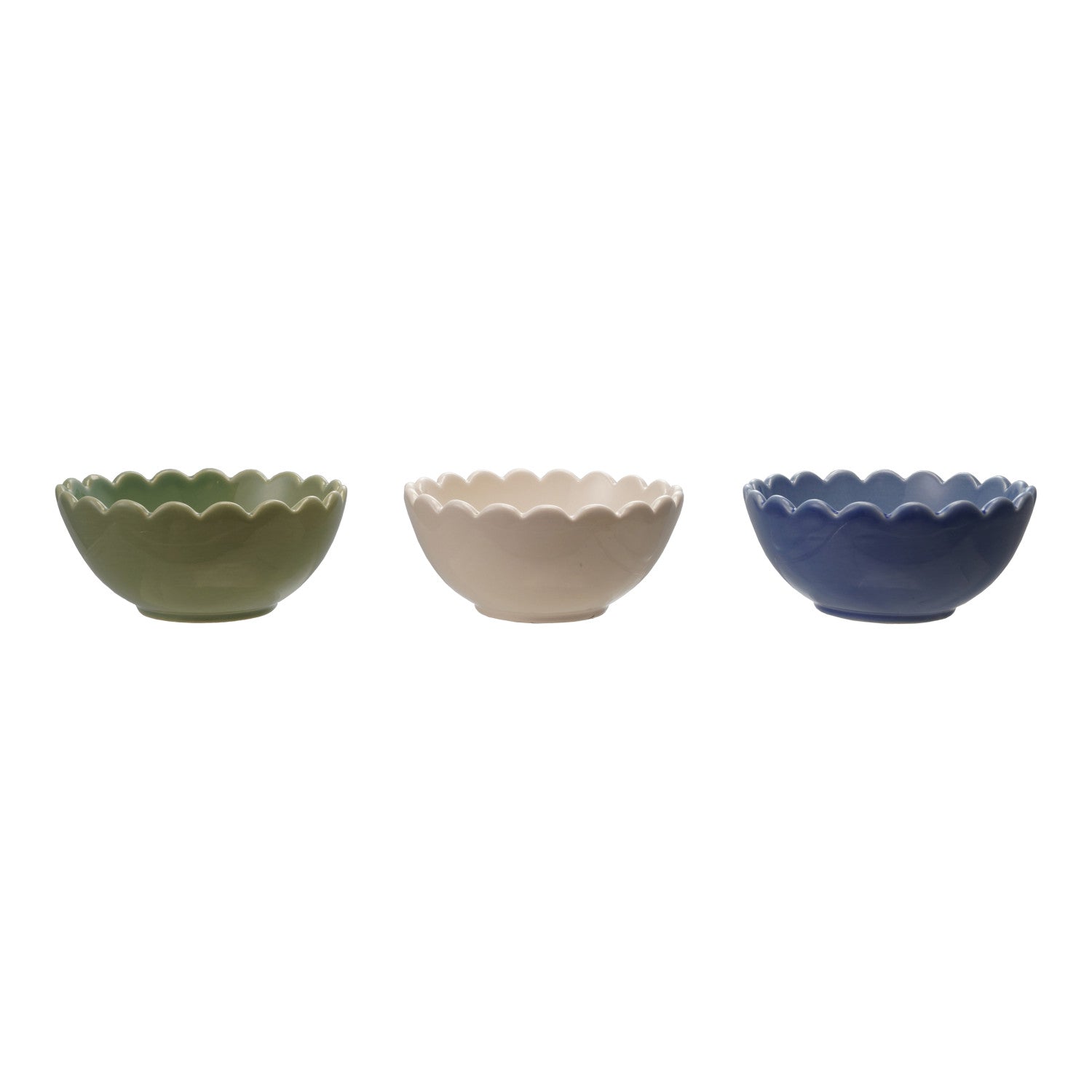 Stoneware Scalloped Bowl, 3 Colors (Each One Will Vary)