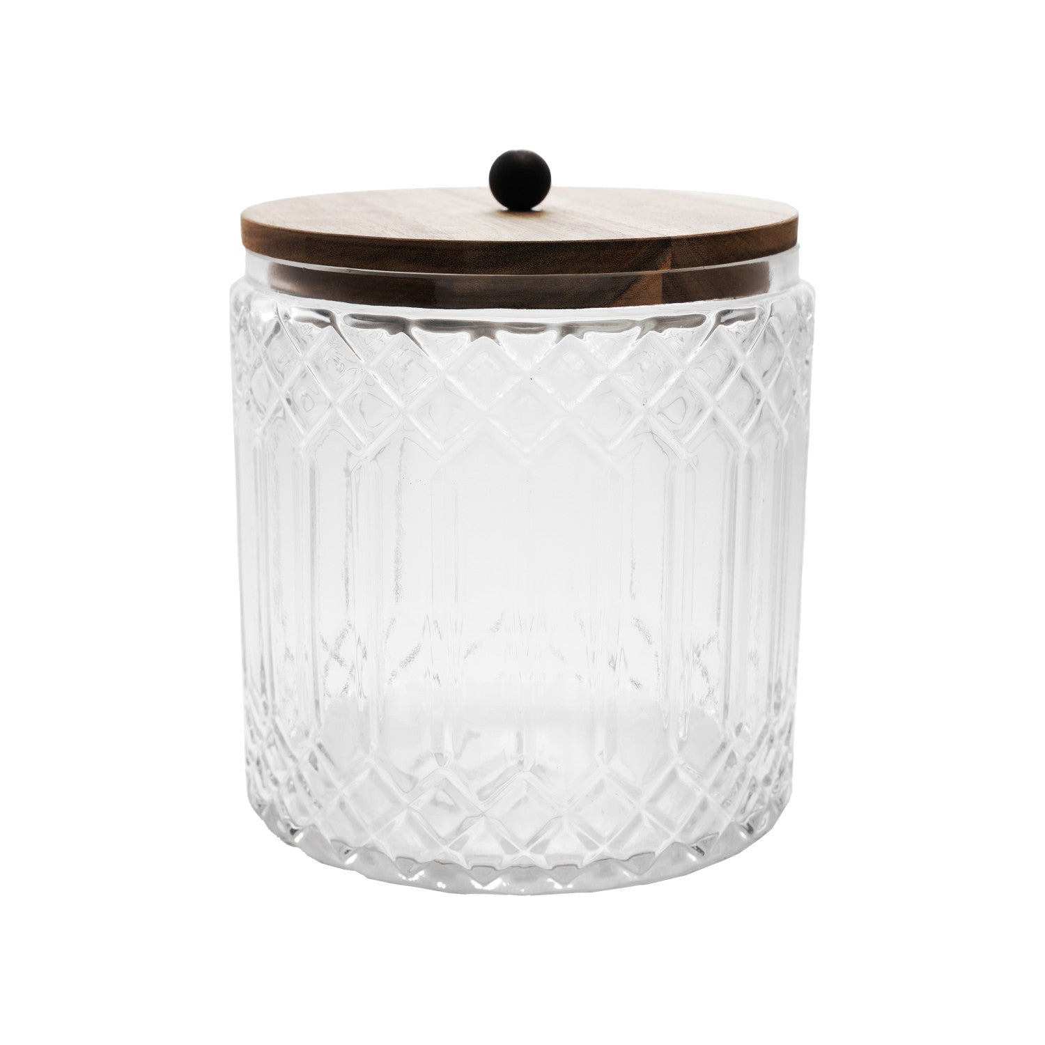 3-1/2 Quart Cut Glass Jar with Acacia Wood Lid, Natural